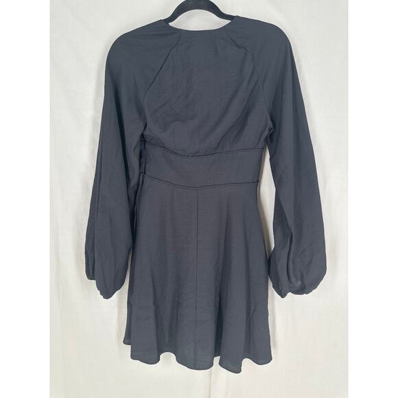 HM Dress Womens XS Black Mini Babydoll Witchy Whimsigoth Boho Long Sleeve - Picture 3 of 6